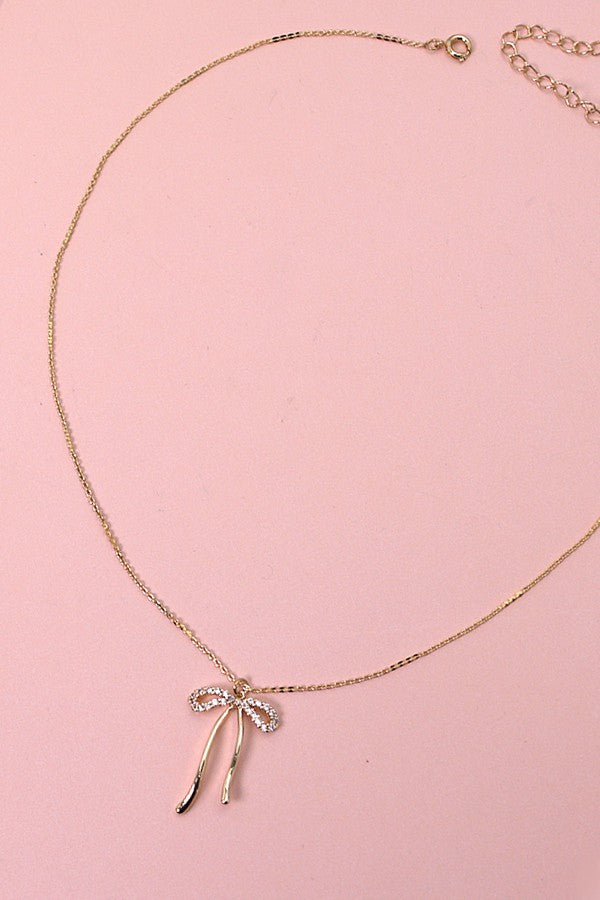 Gold Bow Pendant Necklace