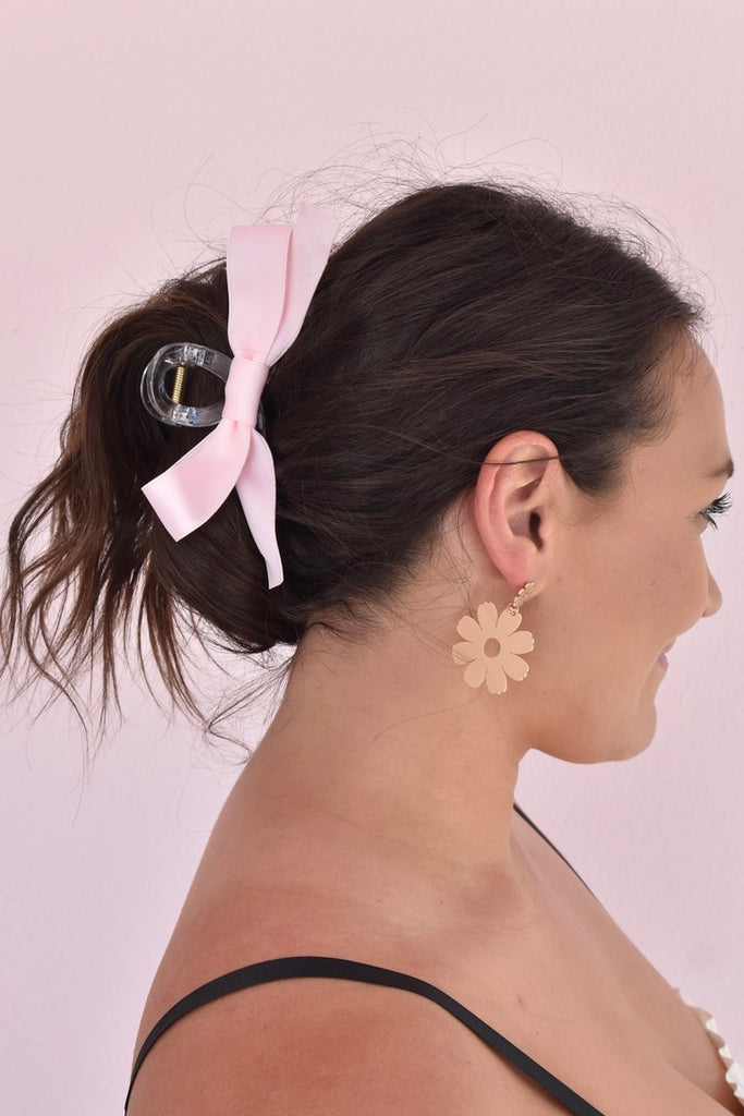 Silky Bow Hair Clip- Pink