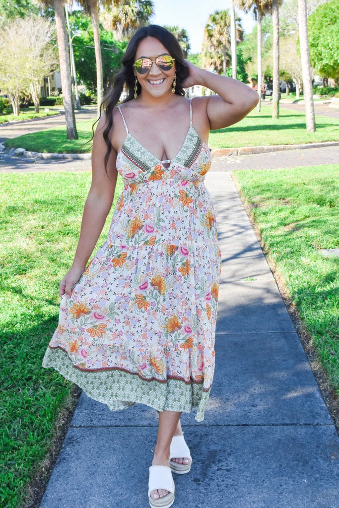 Citrus Sweetheart Printed Maxi Dress