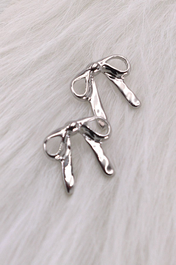 Simply a Bow Earring- Silver