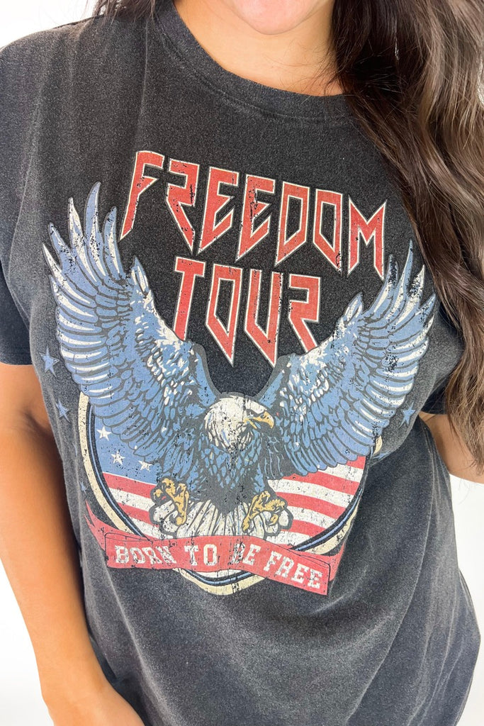 American Tour Charcoal Graphic T- Shirt Dress
