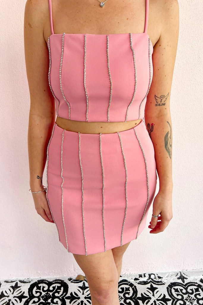 Love Me Forever Pink Rhinestone Skirt