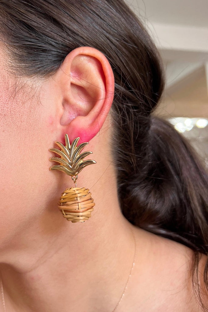 Gold Woven Pineapple Earrings