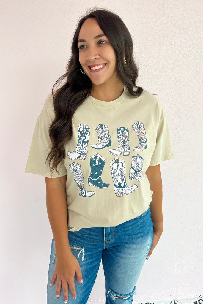 Printed Cowgirl Boots Graphic Tee