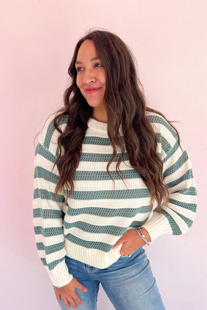 A Matcha Moment Striped Sweater