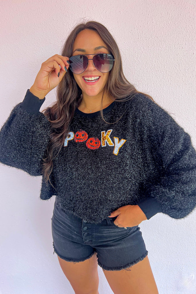 Black Spooky Sequins Pullover