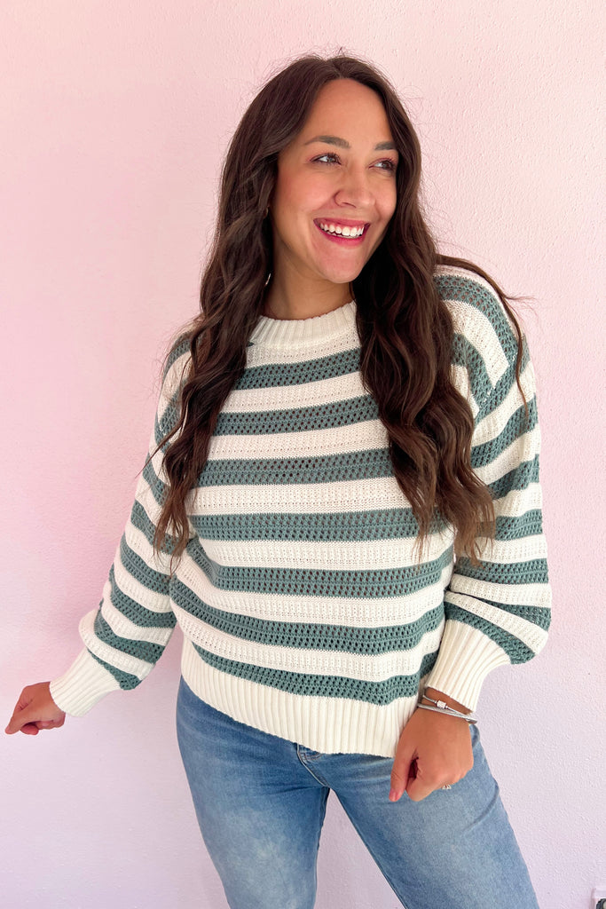 A Matcha Moment Striped Sweater