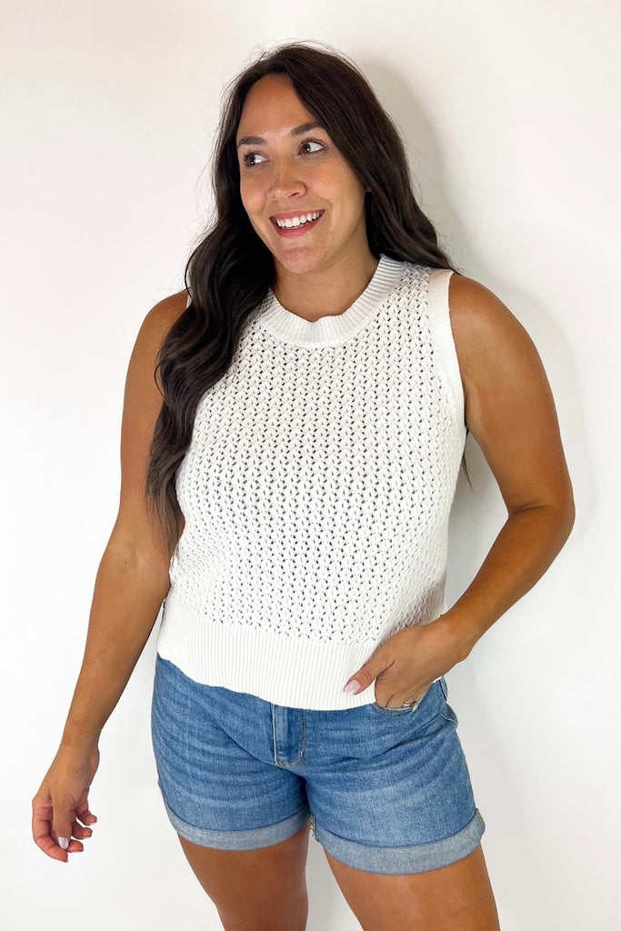The Niki Knitted Tank Top- Ivory