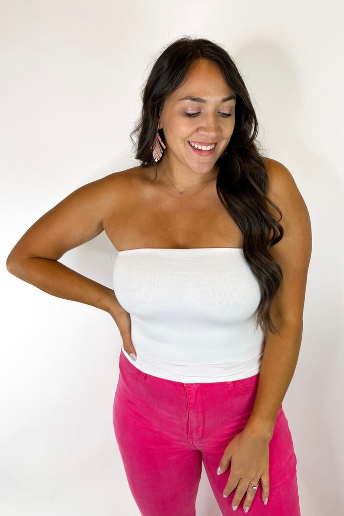 The Daily Bandeau Crop Top- White