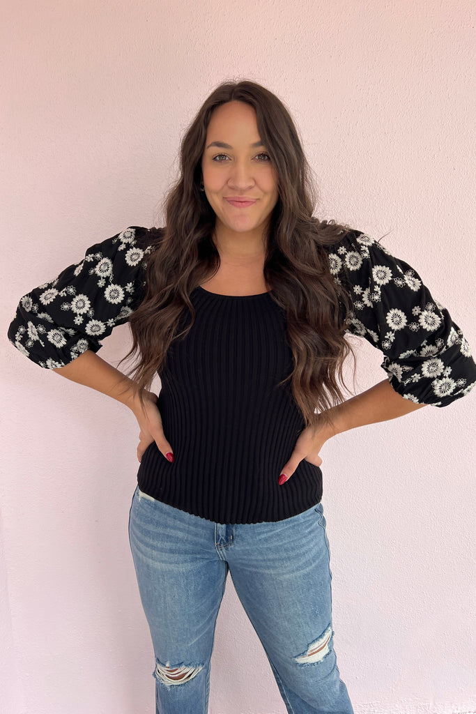 Emmi's Embroidered Floral Sleeve Top
