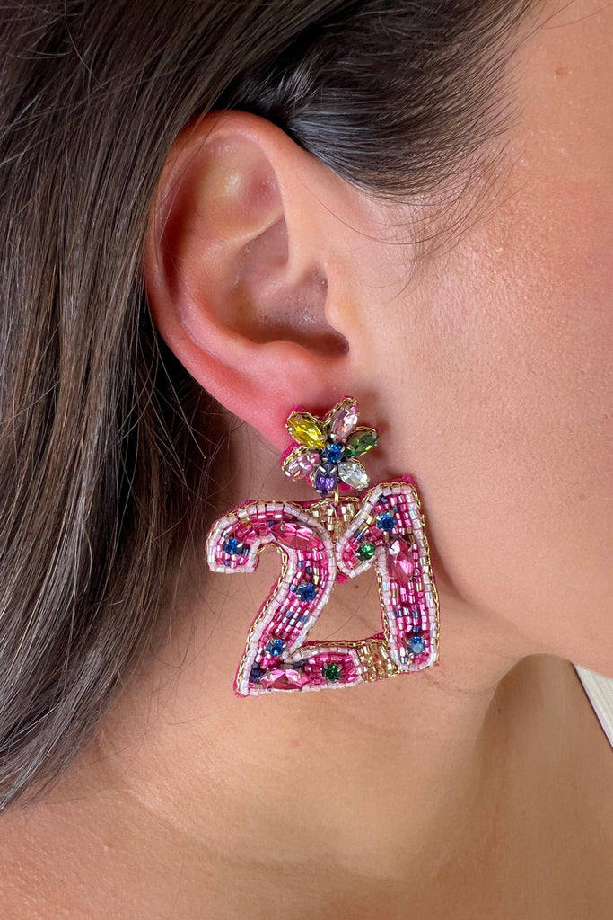 21st Birthday Beaded Earrings