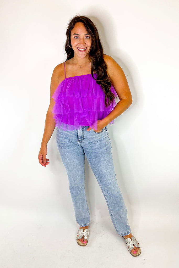 I'm A Tulle For You Ruffle Top- Purple