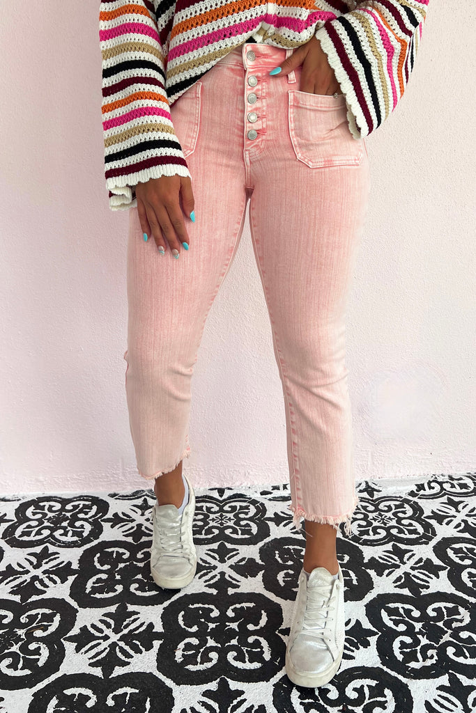 Just A Touch Of Pink Cropped Jeans