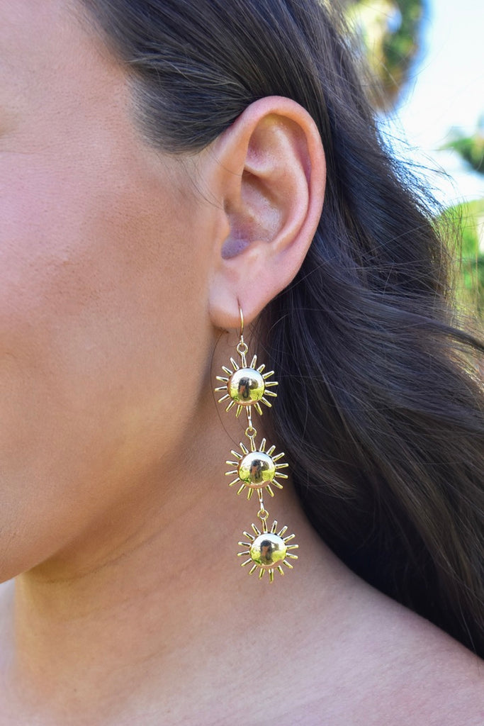 Sunburst Gold Drop Earrings