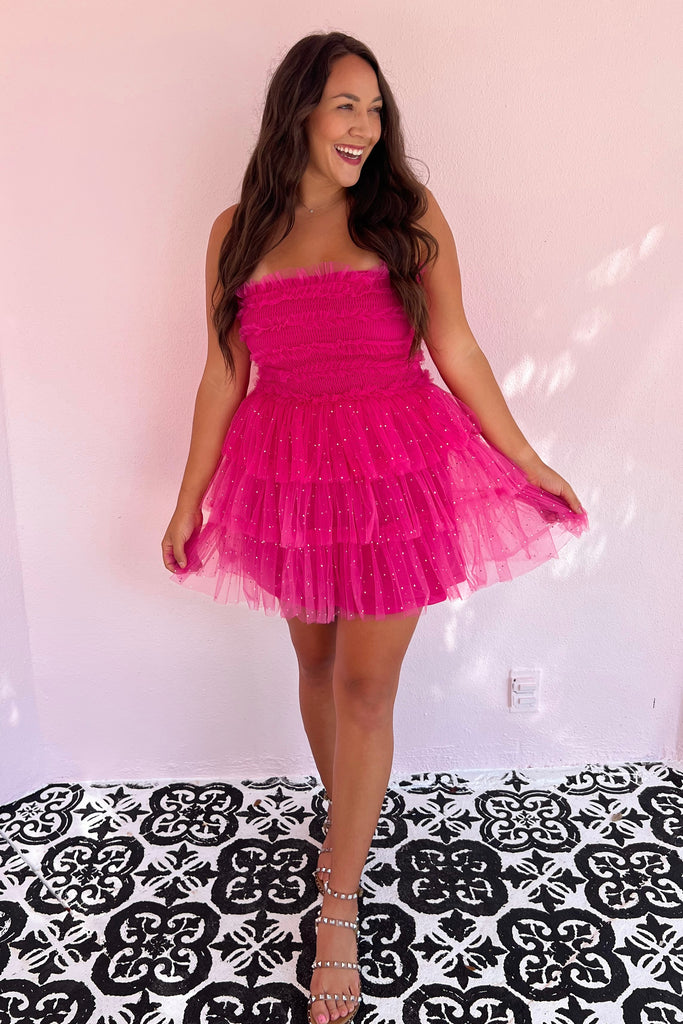 Twirling In Tulle Hot Pink Dress