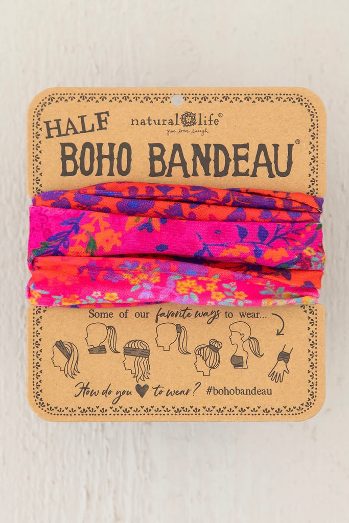 Half Boho Bandeau Headband- Orange/Indigo