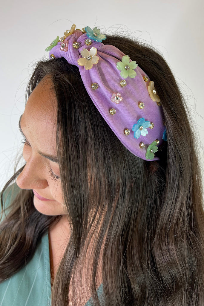Floral Girl Headband- Purple