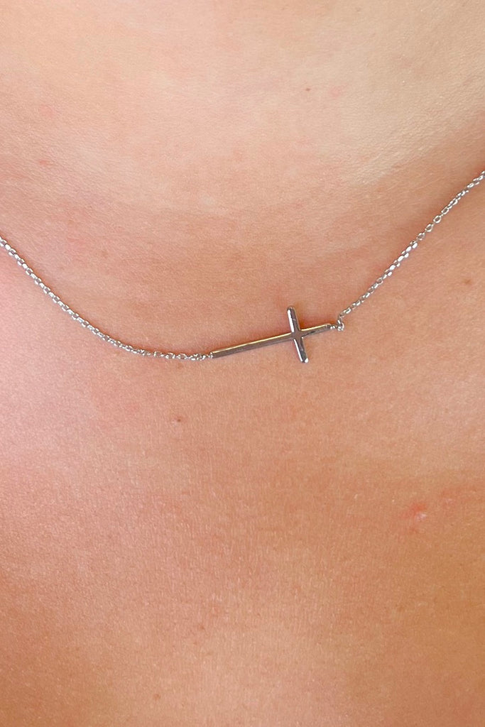 Mini Cross Necklace- Silver