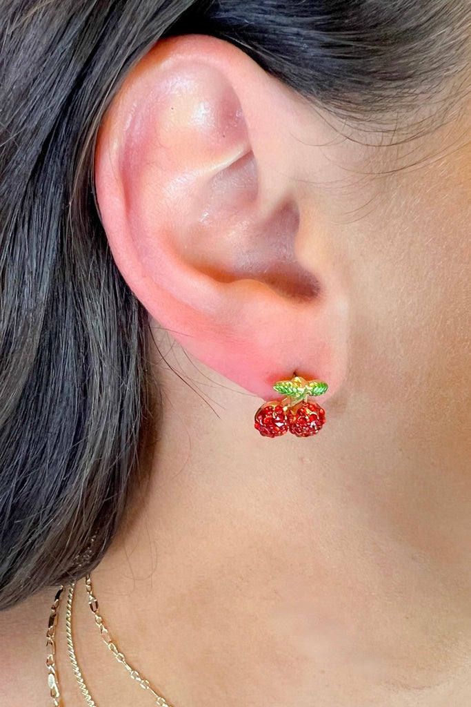 Red Cherries Stud Earring