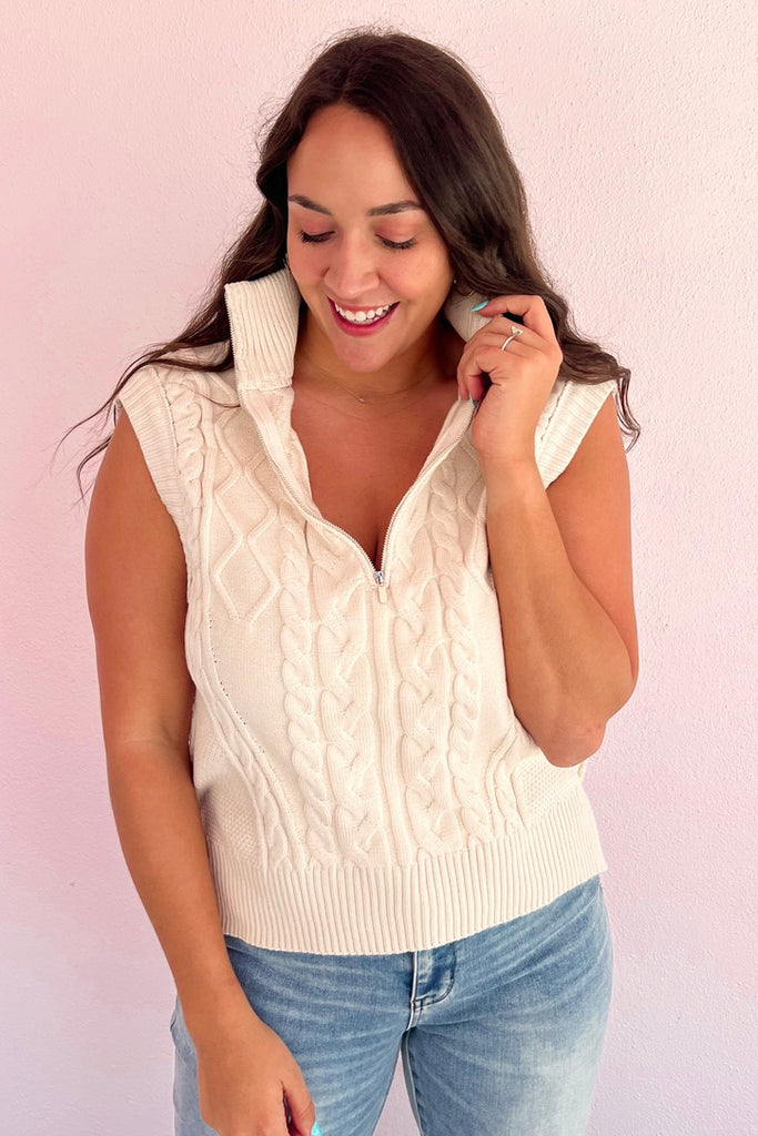 Latte Lover Cable Knit Sweater Vest