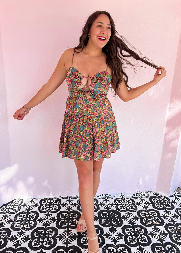 The Florence Floral Satin Dress