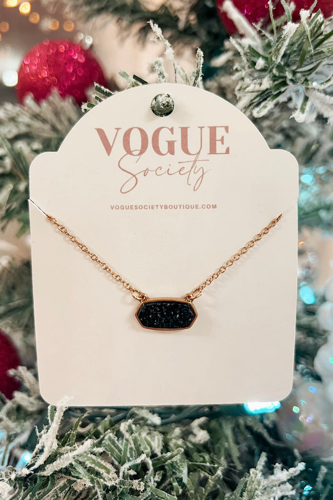The Polly Stone Pendant Necklace- Black