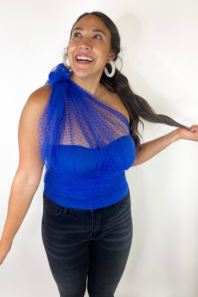 A Little Extra Tulle Top- Royal Blue