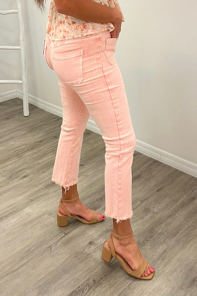 RESTOCK- Just A Touch Of Pink Cropped Jeans