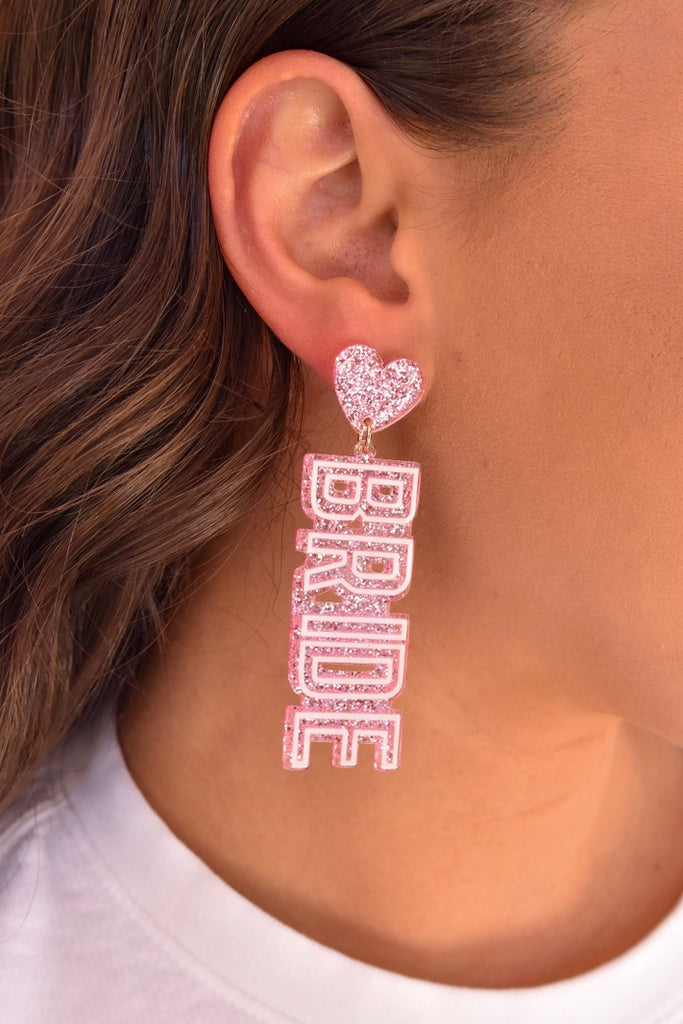 BRIDE Pink Sparkle Earrings