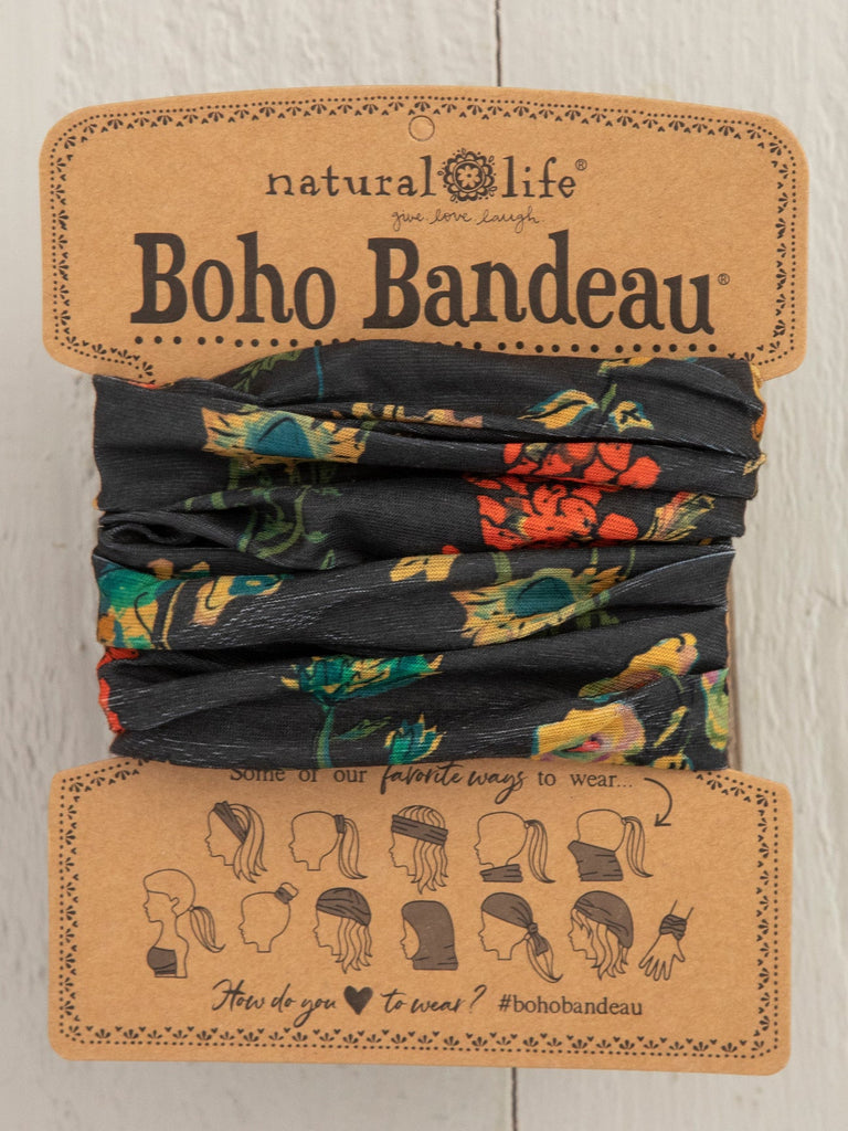 Boho Bandeau Headband - Charcoal Floral