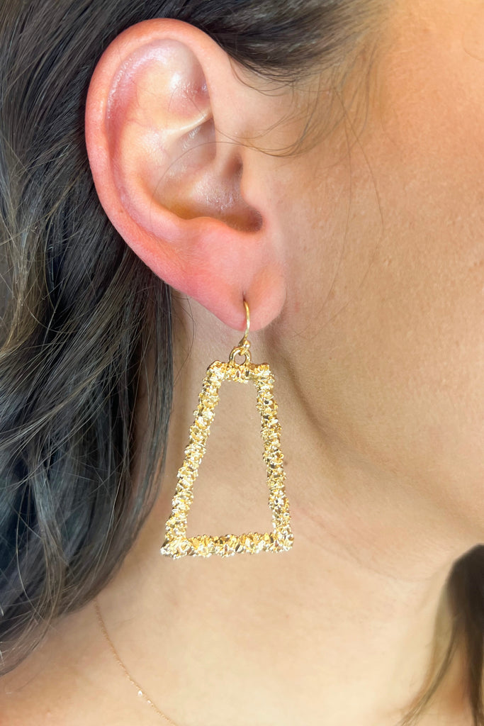 Gold Textured Geometric Earring