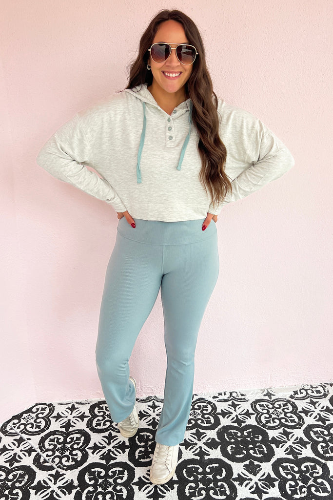Cozy Evening Ribbed Lounge Pants- Ice Blue