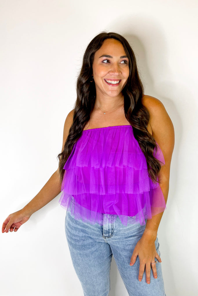 I'm A Tulle For You Ruffle Top- Purple