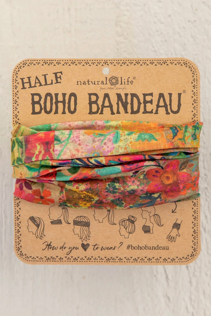 Half Boho Bandeau Headband- Jungle Garden