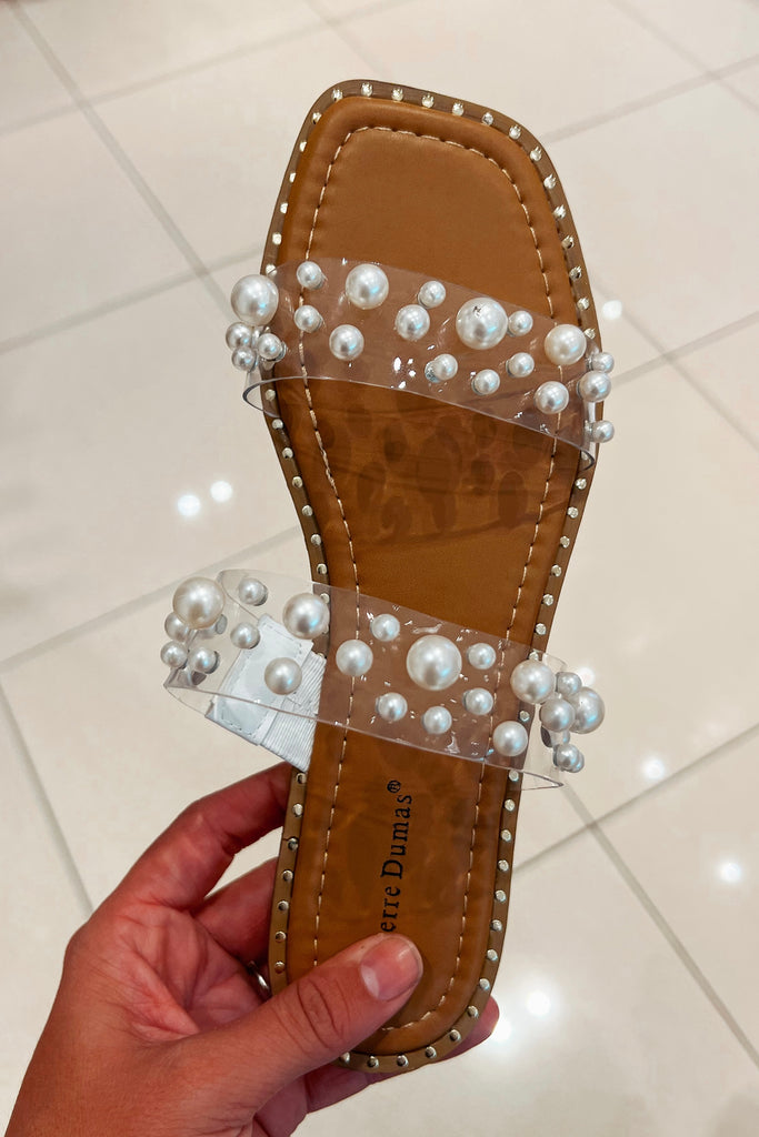 Dripping In Pearls Clear Sandal