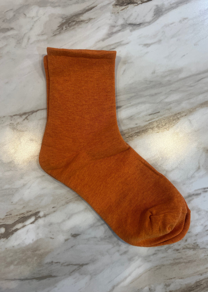 Burnt Orange Crew Socks