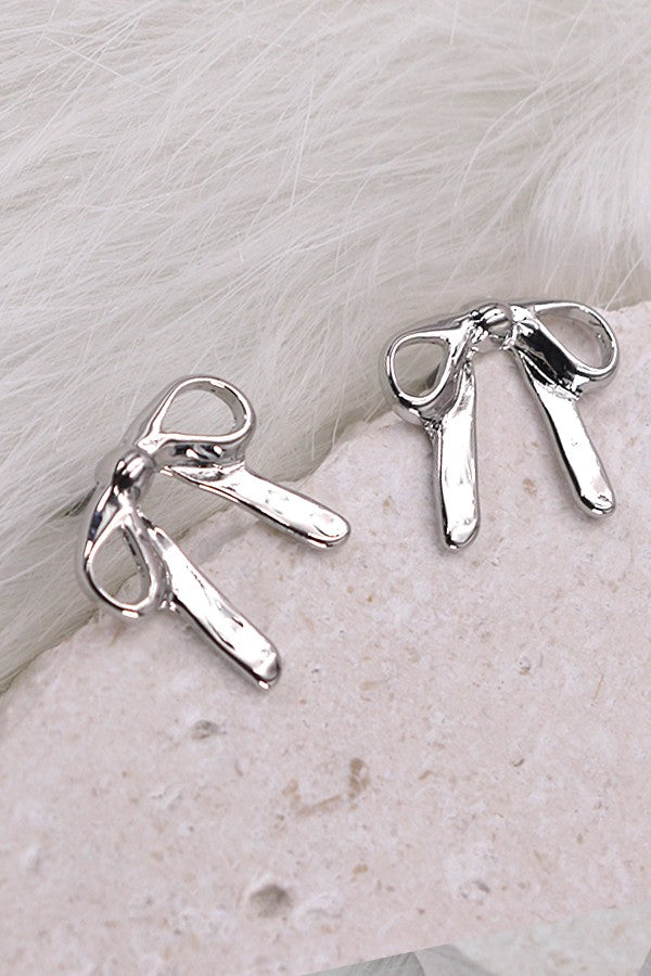 Simply a Bow Earring- Silver
