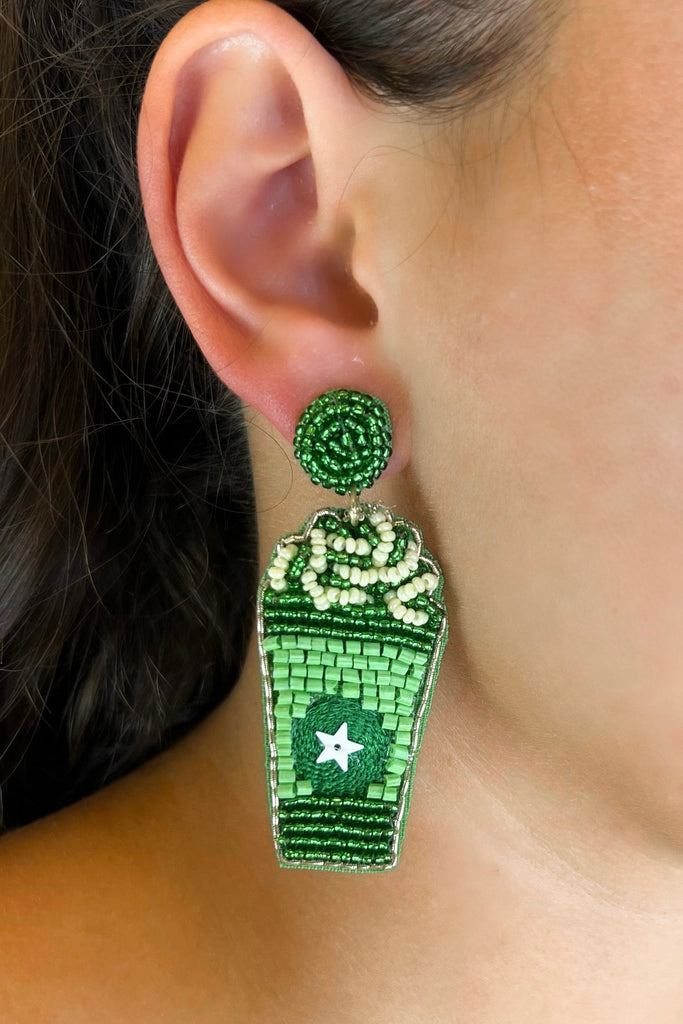 Green Frappuccino Beaded Earring