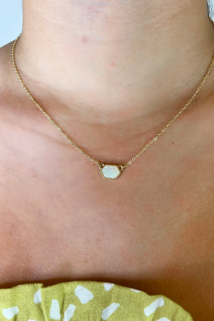 The Lina Pendant Necklace- Opal