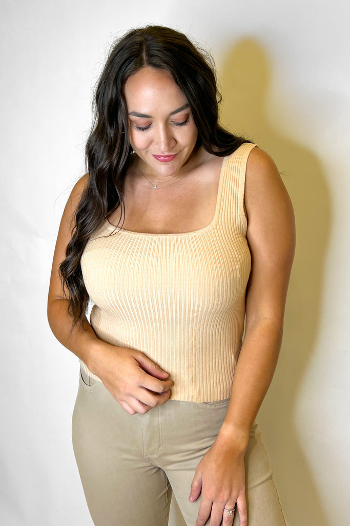 The Riley Ribbed Tank- Nude
