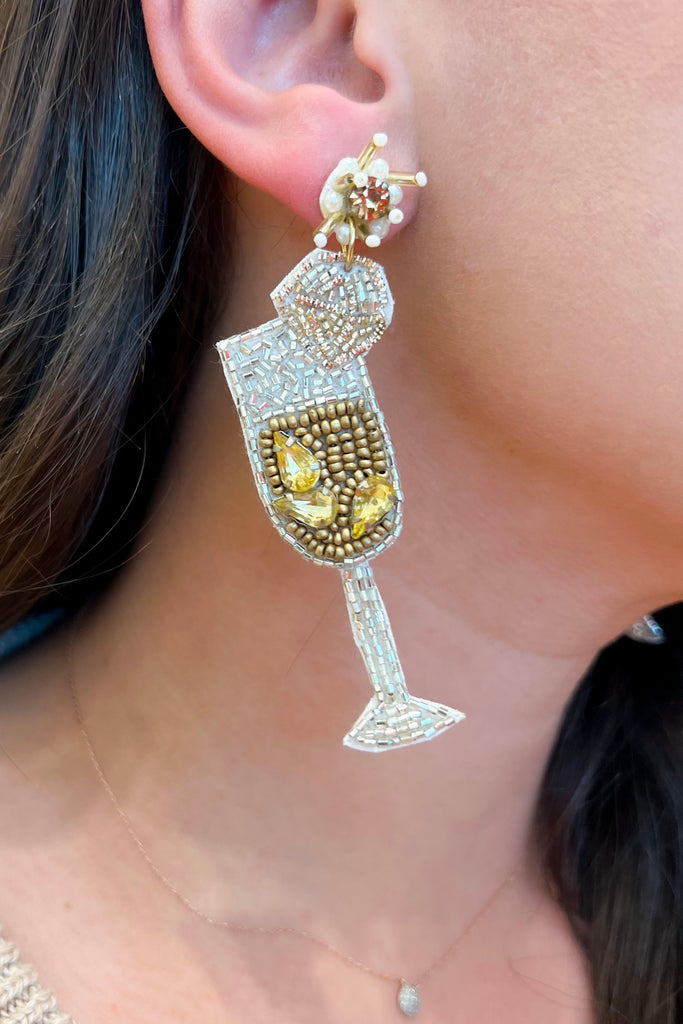 Gold Champagne Beaded Earring