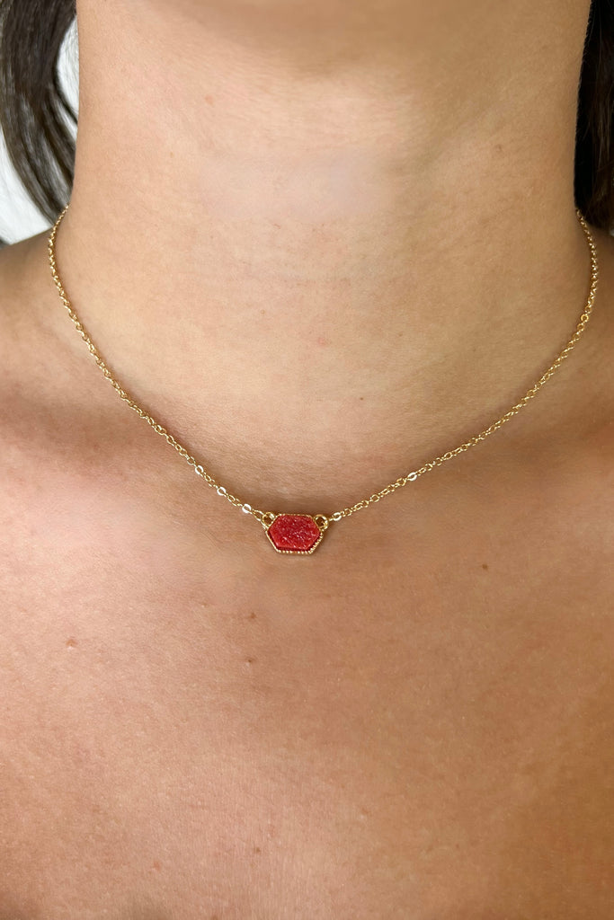 The Lina Pendant Necklace- Red