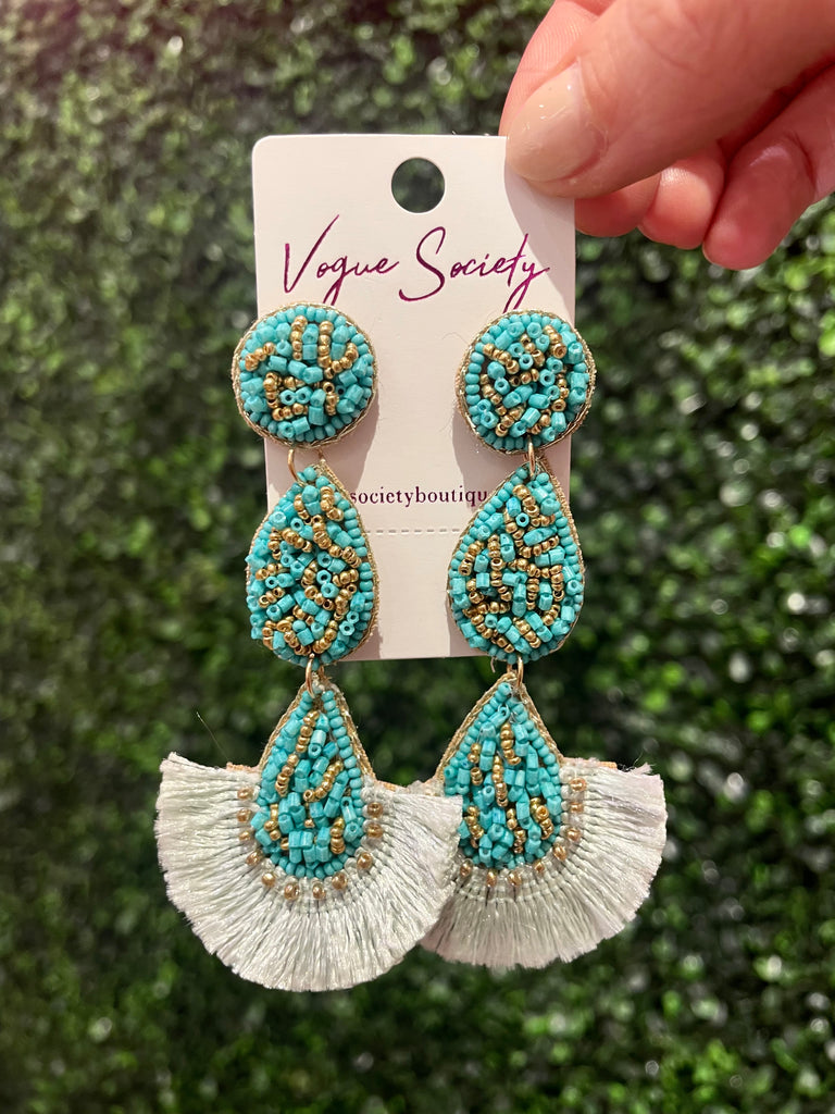 Turquoise Blue Waters Beaded Earring
